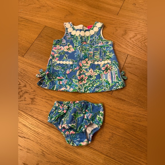 Lilly Pulitzer Blue Floral Diaper Cover Set